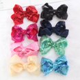 thumbnail image 4 of Lazos de lentejuelas para niña, pinzas para el pelo de 5 pulgadas, regalo para recién nacido, lazo suave, horquilla, pasadores, accesorios para el cabello infantil 2022, 4 of 4