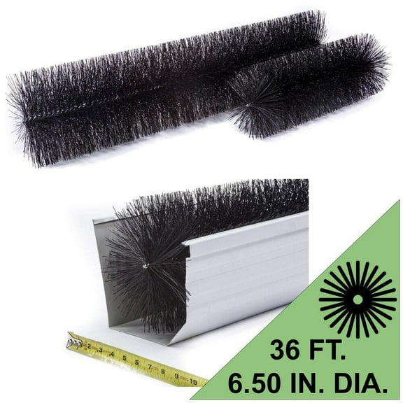 Gutter Guards For Commercial 7 Inch Gutters - 36 Ft. Pack 6.5 In. Diameter Brush Gutter Leaf Filter