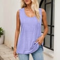 thumbnail image 2 of MIXUE Womens Summer Tops Solid Color Crew Neck Sleeveless Loose T Shirts Daily-Wear,Purple,XL, 2 of 9