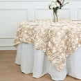thumbnail image 2 of Efavormart 3D Rosette Square Tablecloth Overlay 72"x72"- Beige Square Tablecloth Cover For Wedding Party Event Banquet, 2 of 11