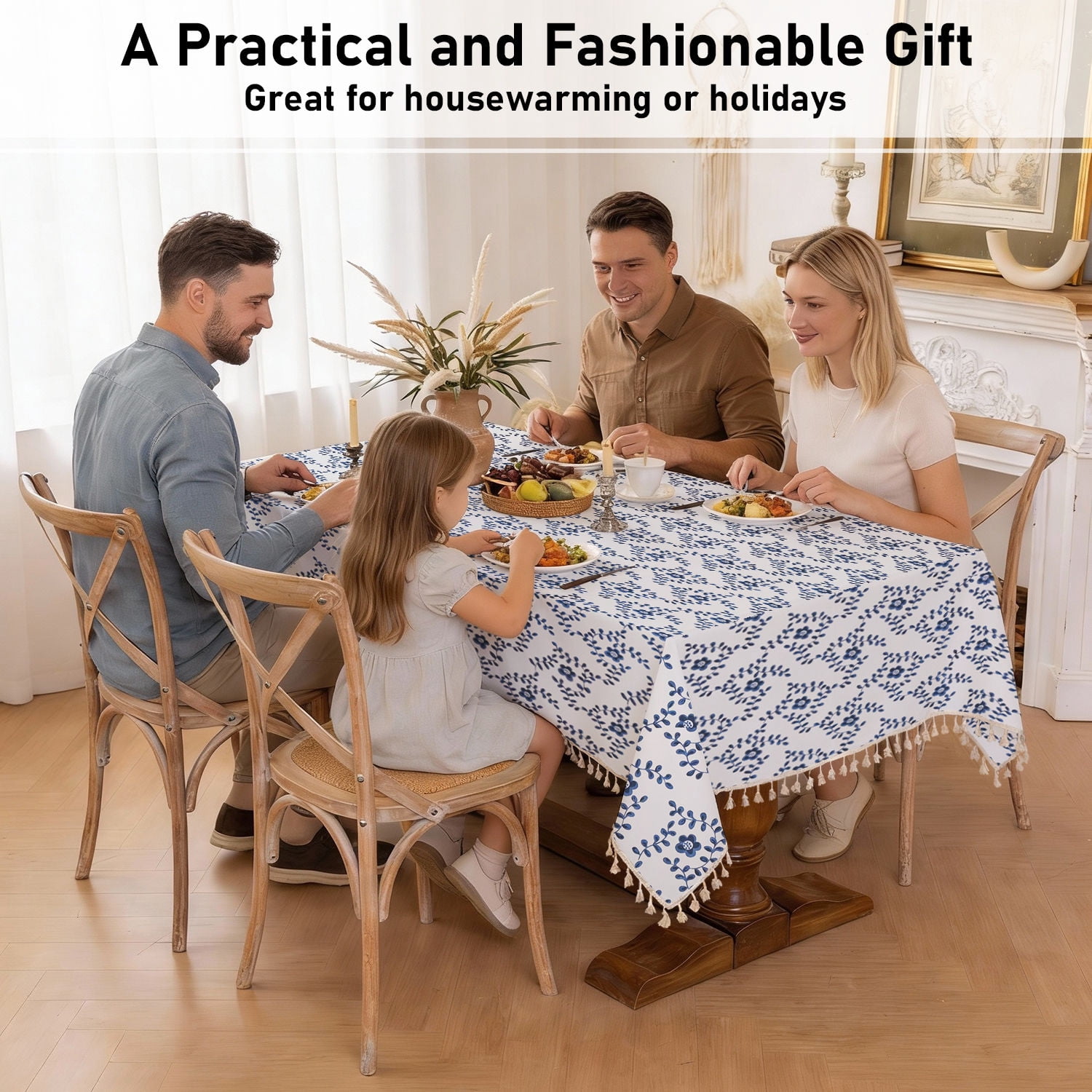 Soulgenix 55"*70" Tablecloth, Waterproof Table Cloth for Rectangle Tables, Cotton Linen Dining Table Cover for Kitchen Dining,Party Weddings, 4-6 Seats