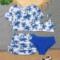 thumbnail image 2 of YDFCWXW Girls Swimsuit 4 Piece Bathing Suits Cute Bow Tropical Floral Bikini Tankini Sets with Cover Ups Beach Skirt for 8-12 Years (Blue, 8-9 Years), 2 of 6