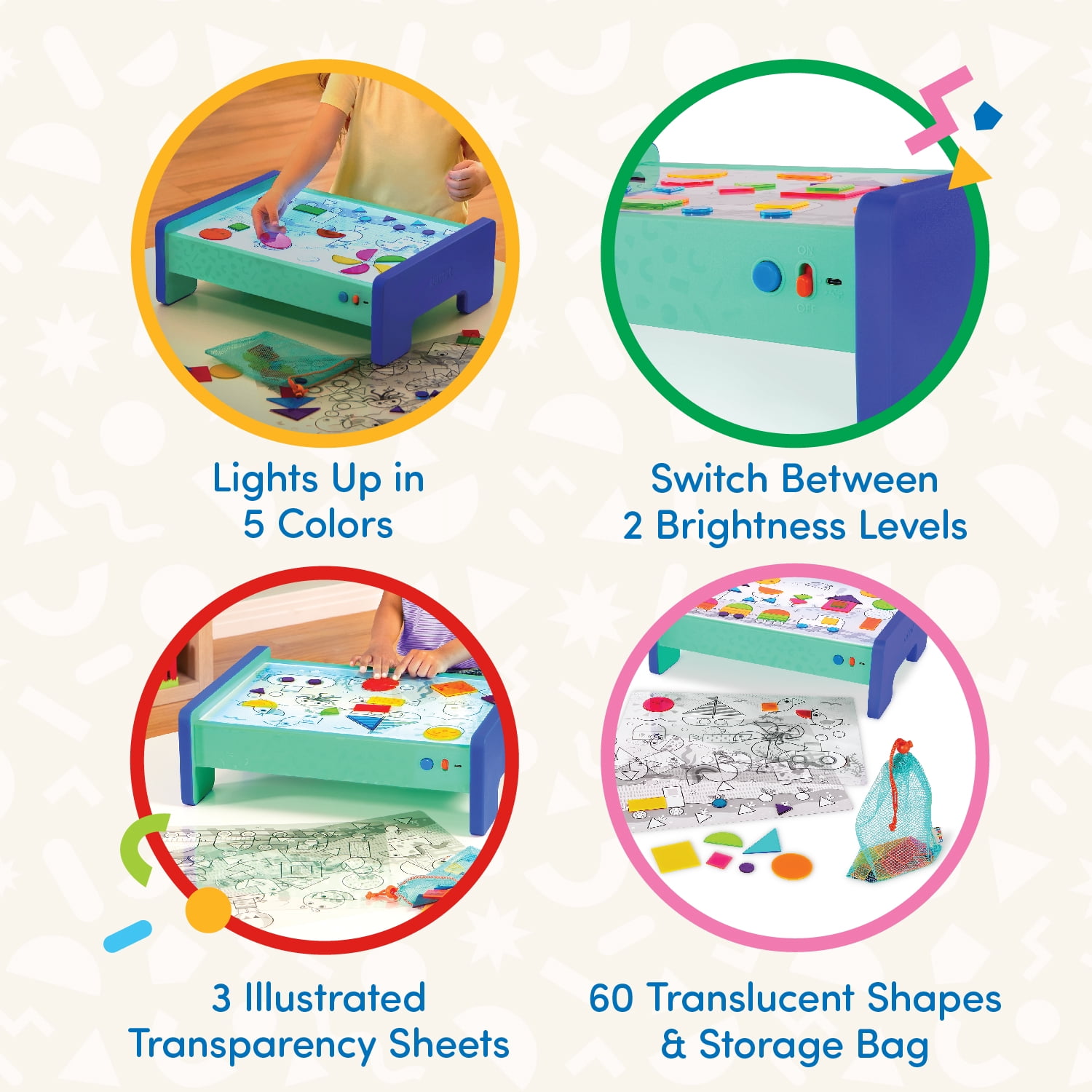 Battat Shine Bright Plastic Lightbox 60 Shapes 3 Transparency Sheets, Toddler and Preschool Toys  (图4)