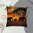 thumbnail image 2 of Qinduosi  Throw Pillows Covers Black Silhouette Elephants African Wild Animal Herd in The Sunset Home Decorative,Cushion Cover for Bedroom Sofa Living Room Pack of, 2 of 5