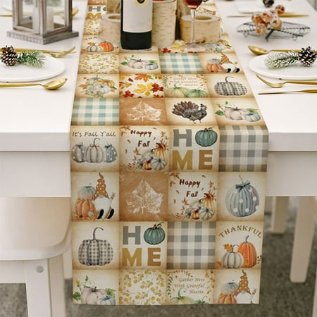 

CHMORA Thanksgiving Dining Table Runner Pumpkin Maple Leaf Wedding Decor Table Cloth For Dining Table