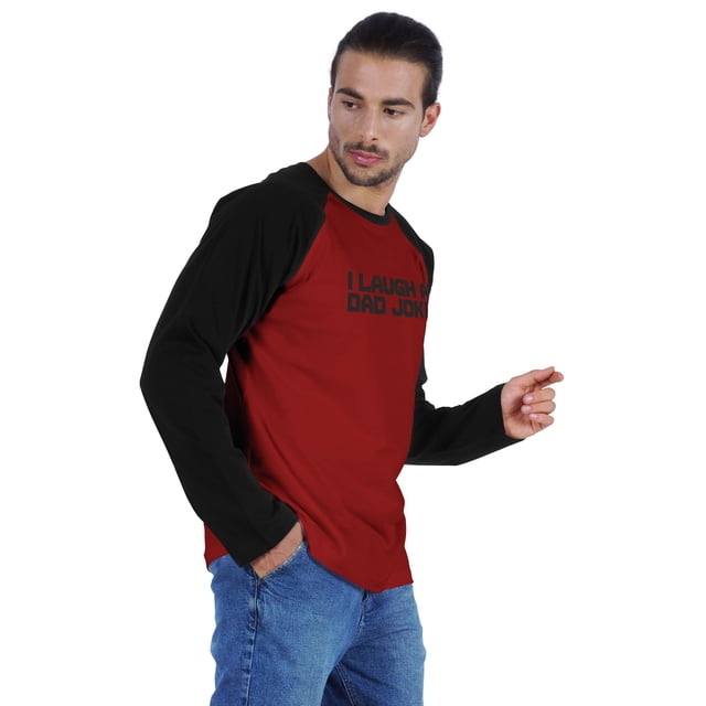 Inkmeso T-Shirt Graphique pour Homme « Je Ris aux Blagues de Papa » T-Shirt pour Papa Drôle Chandail en Jersey de Coton
