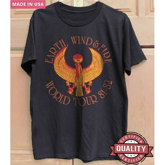 EARTH WIND and FIRE 81-82 Retro Unisex Black T-shirt