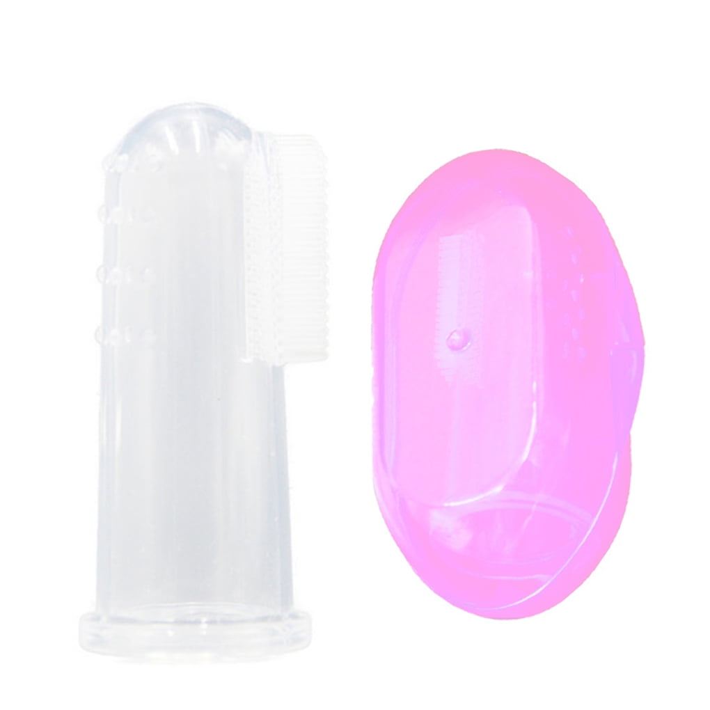 Safty Transparent Baby Silicone Finger Toothbrush Oral Massager PP Storage Case 