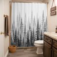 thumbnail image 3 of Grey Forest Shower Curtain - Water Repellent Fabric Shower Curtains Washable, Gray Ombre Trees Watercolor Pine-Trees Decorative Polyester Cloth Bathroom Curtains Modern Bath Decor 36"x72", 3 of 8