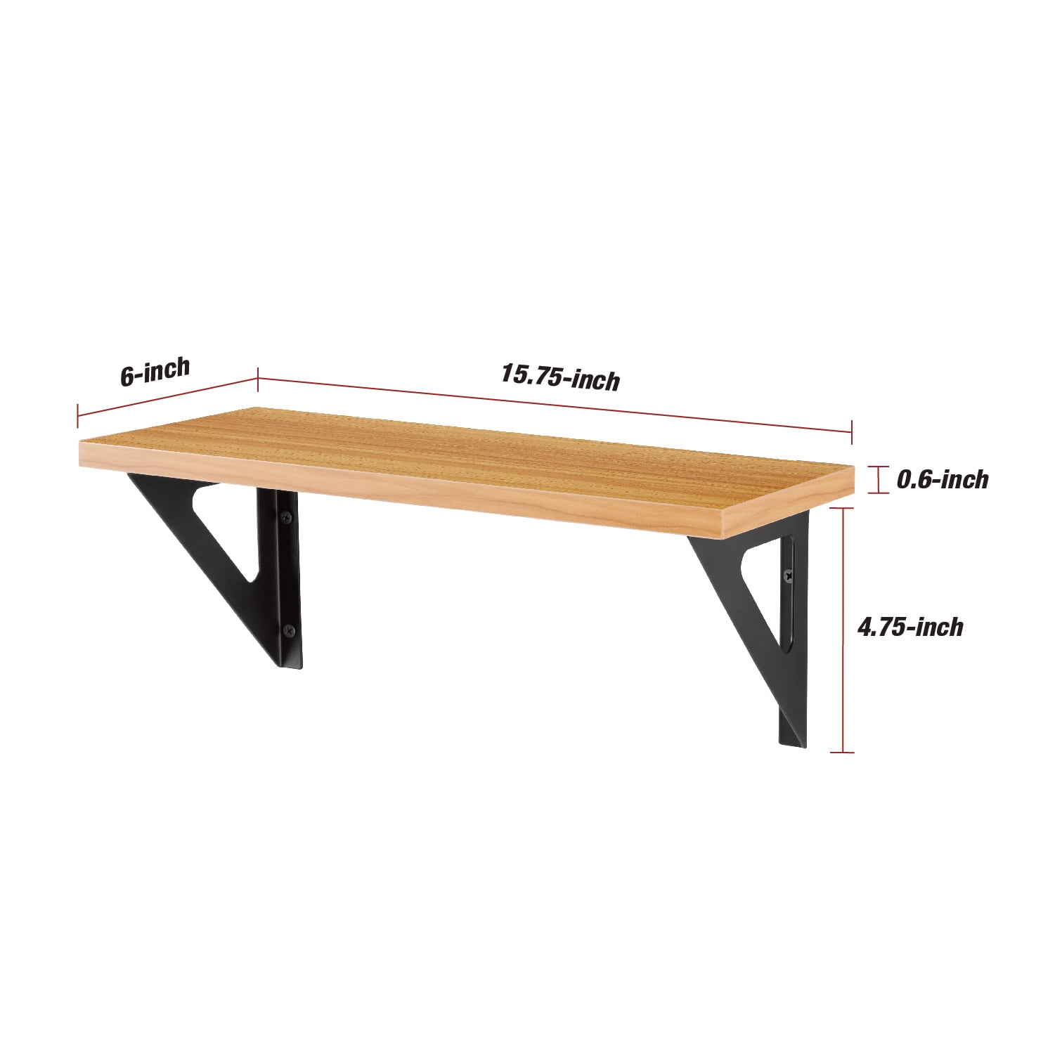 Hyper Tough Brown Shelf Kit with Brackets and Mounting Hardware, 15-3/4" x 6"