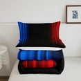 thumbnail image 5 of Geometric Abstract Ombre Women Comforter Set Teens Blue Red and Black Striped Bedding Set Decor Modern Fashion Comforter Bedroom Collection 2Pcs Twin Size, 5 of 6