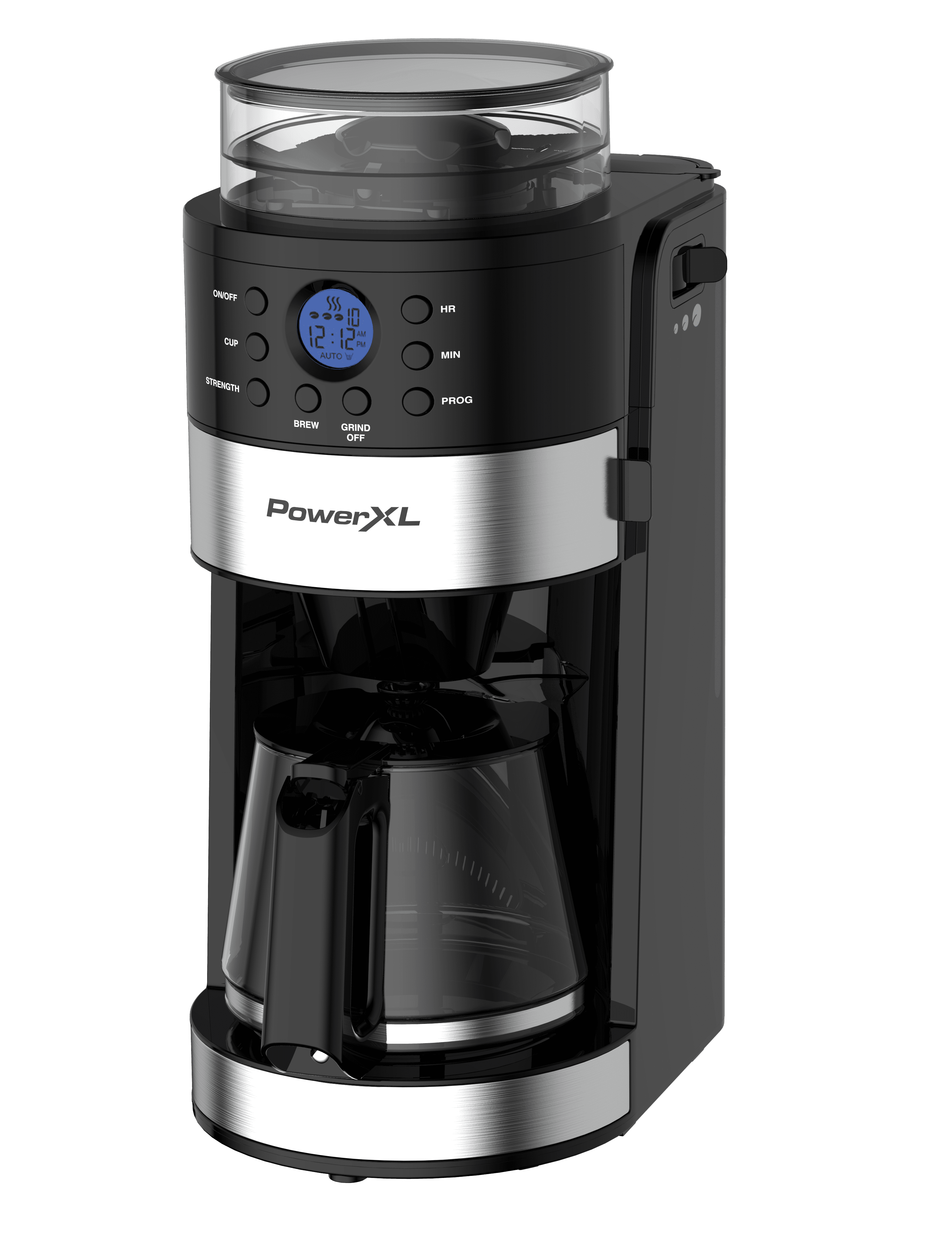  PowerXL Grind & Go, Automatic Single Serve Coffee Maker with  Grinder Built-in and 16 oz. Travel Mug, Single Cup Drip Coffee Machine,  Stainless Steel Blades, CL-004, Black