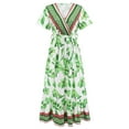 thumbnail image 5 of Itsame Womens Casual Dresses Printed V-neck Thin Dress Green Size L, 5 of 7