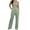 Green, variant on GEWSEY Women's 2 Piece Outfit Sleeveless Rib Knit Crop Tops and Wide Leg Pants Set (Green, S)