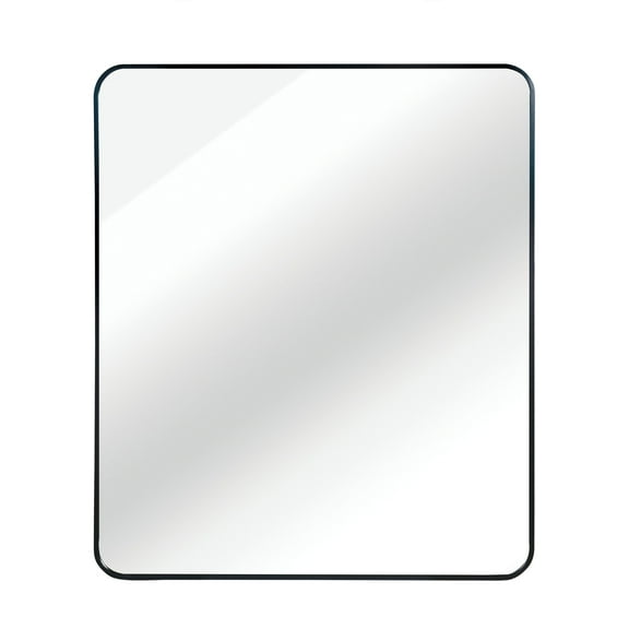 Xukmct Aluminium Frame Makeup Mirror Bathroom Vanity Mirror Rectangular Wall Mirror for Living Room, Bedroom, Black, 30 "x 36"