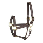 Tack Shack of Ocala Leather Warmblood Size Horse Halter, Brown with Solid Brass Hardware, Snap, Triple Stitched and Rolled Thr