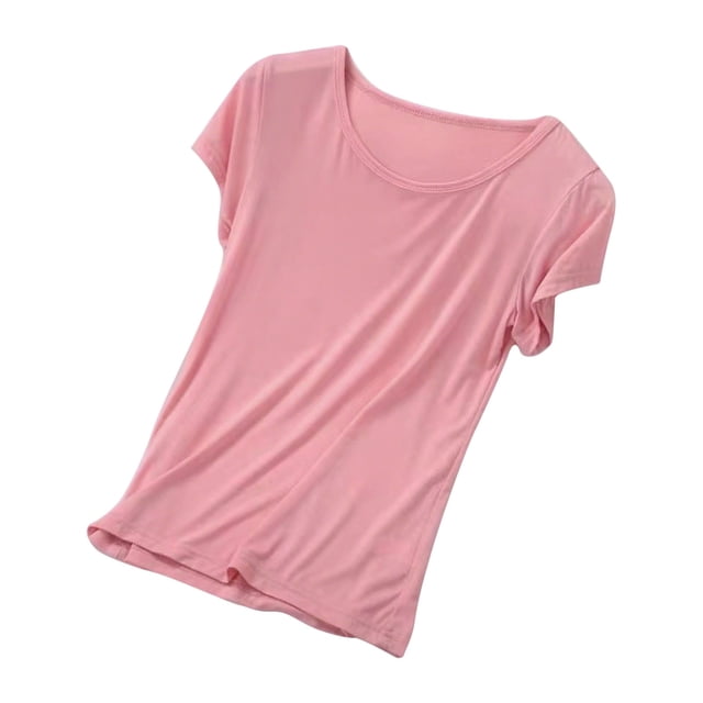 Pyjama pour Femmes, Tenue de Nuit, Manches Courtes, Uni, Haut Décontracté pour la Maison