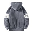 thumbnail image 5 of FINALGANG Men's Coat Oversized Color Block Plush Hooded Jacket Letter Graphic Print Long Sleeve Full Zipper Front Coat For Cold Weather Daily Casual Streetwear Leisure Outerwear, 5 of 5