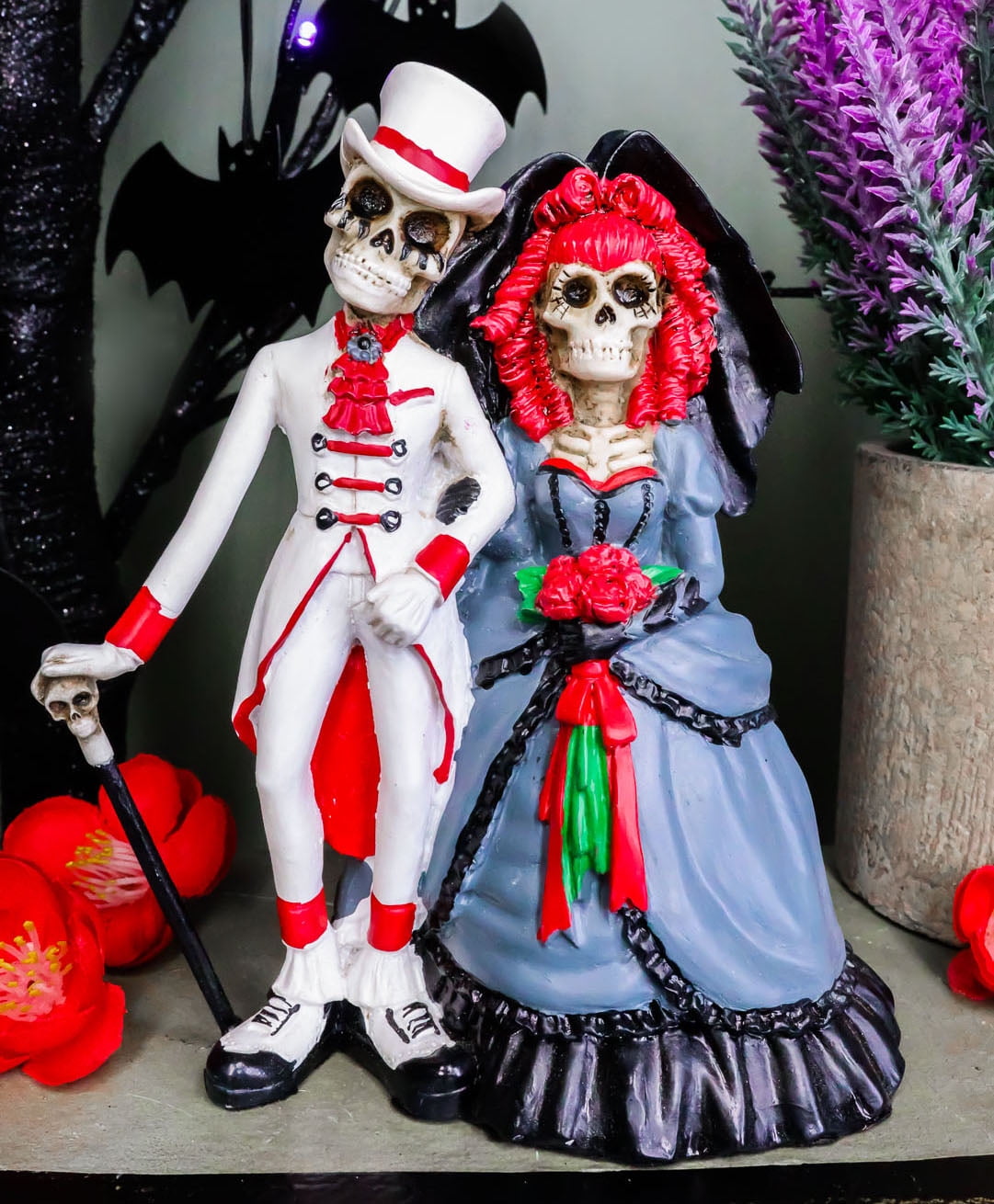 Day of the Dead Gothic Skulls Wedding Cake Topper 