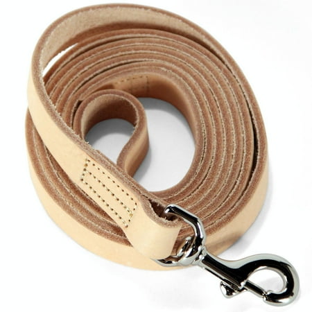 UPC: 0646437369954 | logical leather 6 foot dog leash – best for training – water resistant heavy full grain leather lead – tan