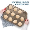 thumbnail image 6 of EatEx Nonstick Bakeware Set - 15 PC Baking Tray Set With Silicone Handles & Utensils - Oven Safe & Carbon Steel Cookie Sheets, Baking Pans, Cake Loaf, Muffins & Bread Pan & More, Brown, 6 of 7