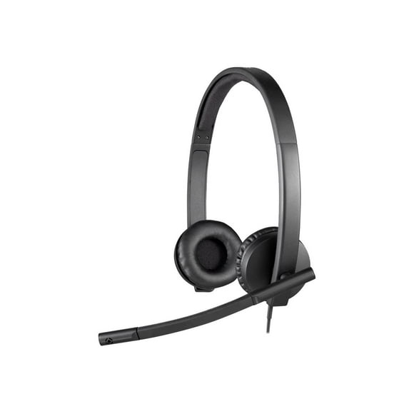 Logitech H570e Wired Headset, Stereo Headphones with Noise-Cancelling Microphone, USB, in-Line Controls with Mute Button, Indicator LED, PC/Mac/Laptop - Black - Headset - on-ear - wired - USB - Certified for Skype for Business, Lync 2013 Certified