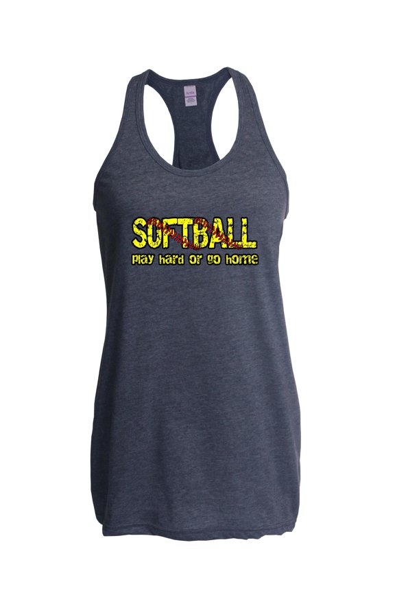 MmF - Women's Racerback Tank Top, up to Women Size 2XL - Softball Play Hard or Go Home