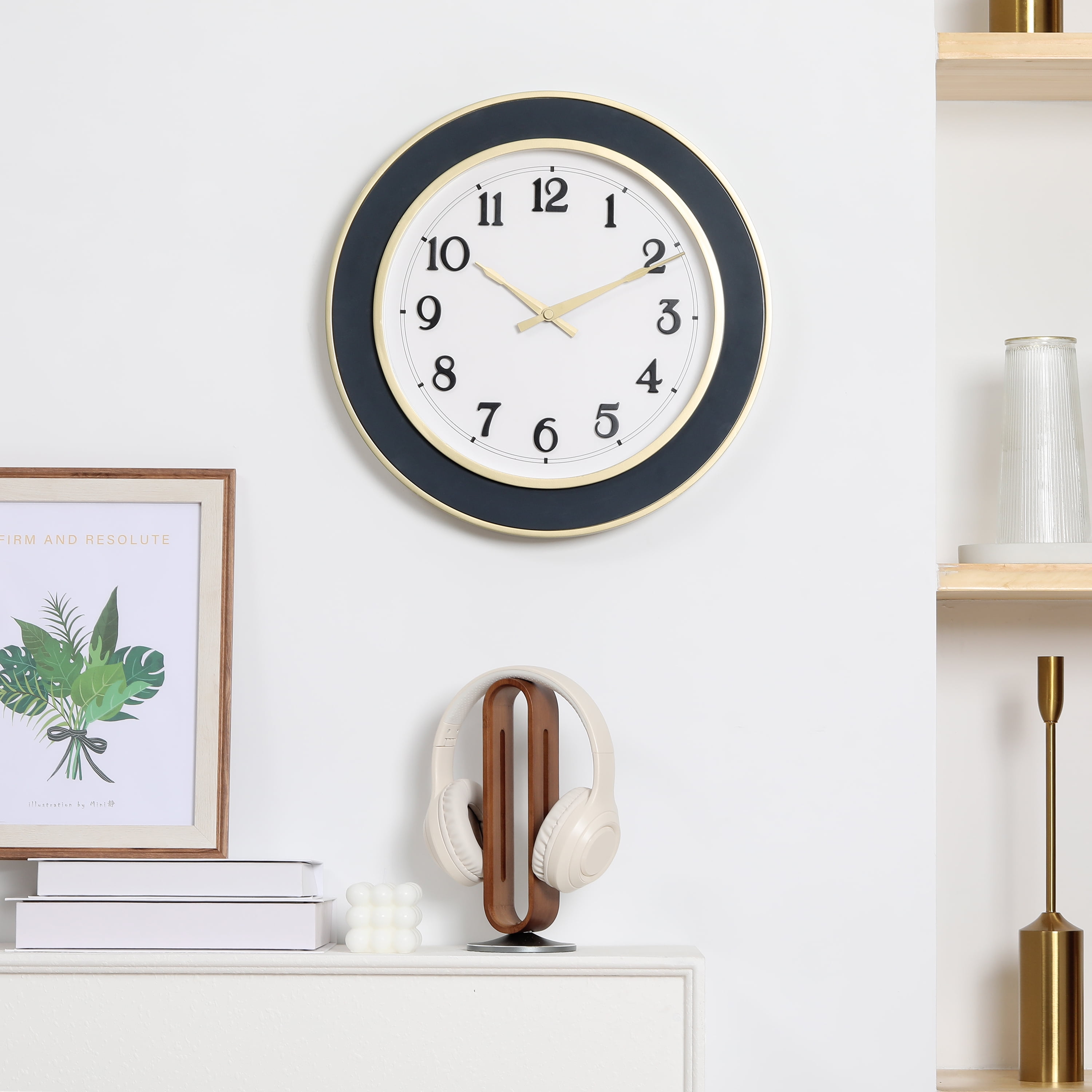 Better Homes & Gardens 15.50 Inches Indoor Modern Designed Wall Clock, Raised Arabic Numbers