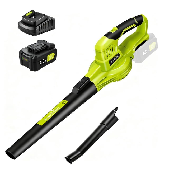 Soplador de hojas inalámbrico SnapFresh 20V con batería de 4.0 Ah