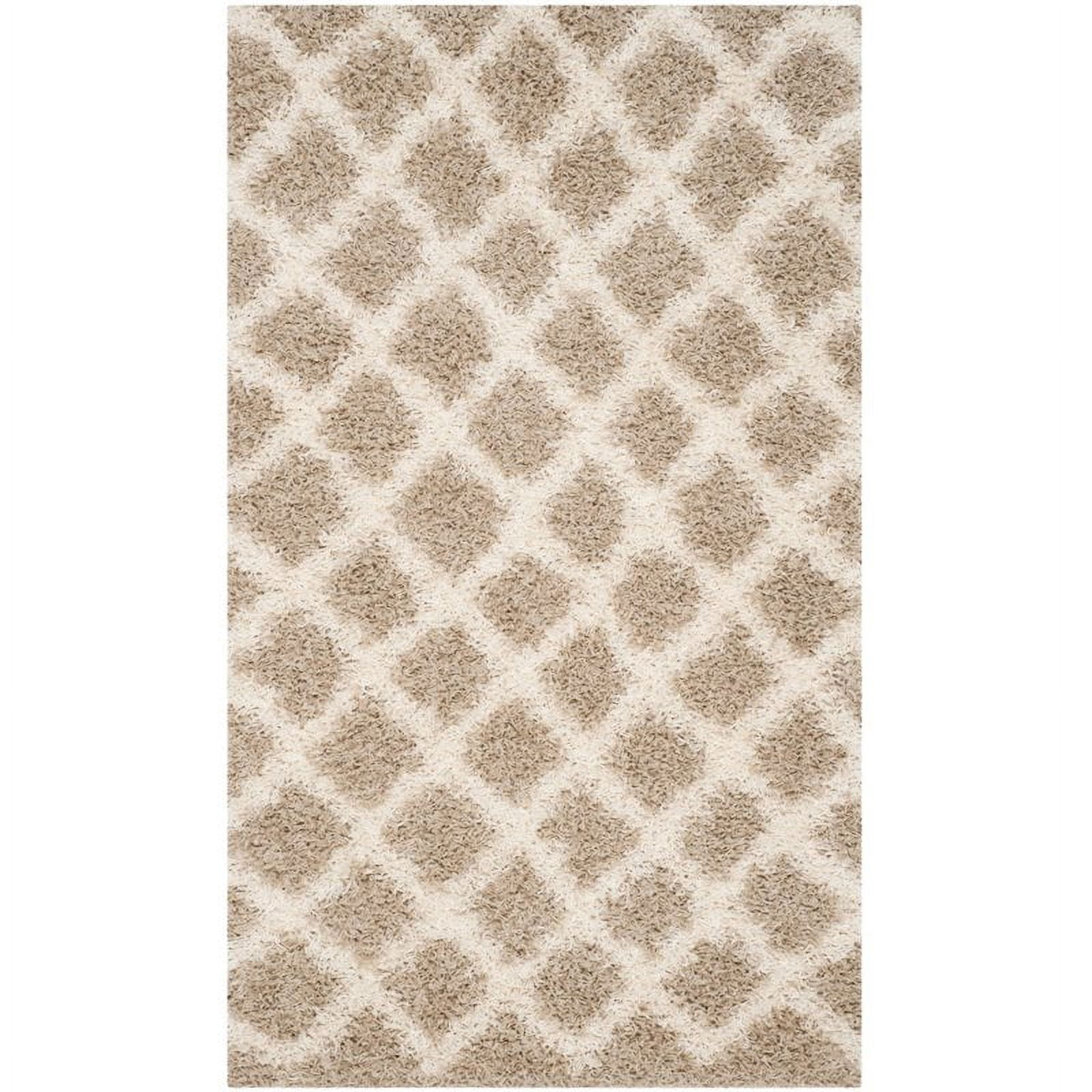 SAFAVIEH Dallas Jerrie Geometric Shag Area Rug, Beige/Ivory, 5'1" x 7'6"