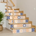 thumbnail image 5 of Mi Alma Removable Vinyl Floral Blue Orange Backsplash Tile Stickers, 24pcs, 5 of 11