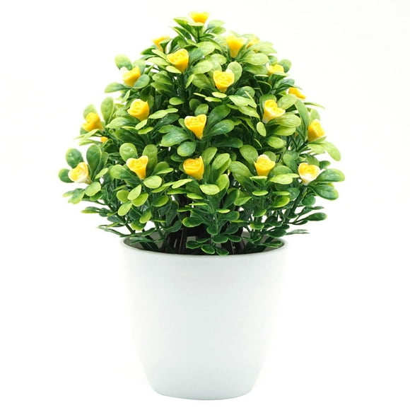 Realistic Artificial Bonsai Tree Pot Yellow Simulation Home Office Decoration