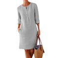 thumbnail image 1 of AMERTEER Cotton Linen Basic Maxi Dress Boho Style Ladies Crew Neck Half Sleeve Daily Suit, 1 of 7