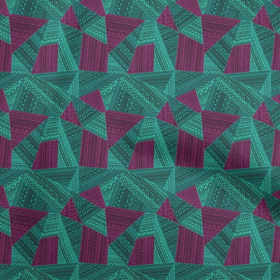 oneOone Polyester Spandex Sea Green Fabric Tribal Quilting Supplies Print Sewing Fabric By The Yard 56 Inch Wide