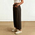 thumbnail image 7 of Barrel for Women Trendy Cropped High Waisted Patch Pocket Baggy Stretch Pants Casual Wide Leg Coffee L(L), 7 of 7