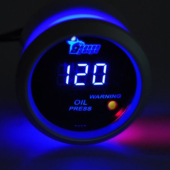 ESUPPORT Manomètre Numérique de Pression d'Huile 2 Pouces" 52mm Bleu LED