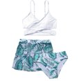 thumbnail image 3 of WIBACKER Tween Girls' Swimsuits 3 Piece V-Neck Criss Cross Bikini Swimwear with Chest Pad and Beach Skirt, 3 of 8