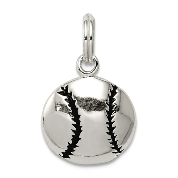 925 Sterling Silver Polished Enamel Baseball Pendant Necklace 12.43x12.43mm Wide Pendant for Women
