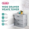 thumbnail image 2 of Sterilite 3 Drawer Wide Storage Tower, Plastic Weave Home Organizer, Cement, 4 Pack, 2 of 8