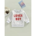 thumbnail image 2 of Bagilaanoe Toddler Baby Girl Boy Valentine's Day Sweatshirt Long Sleeve Letter Print Pullover 6M 12M 18M 24M 3T Kids Loose Tee Tops, 2 of 8