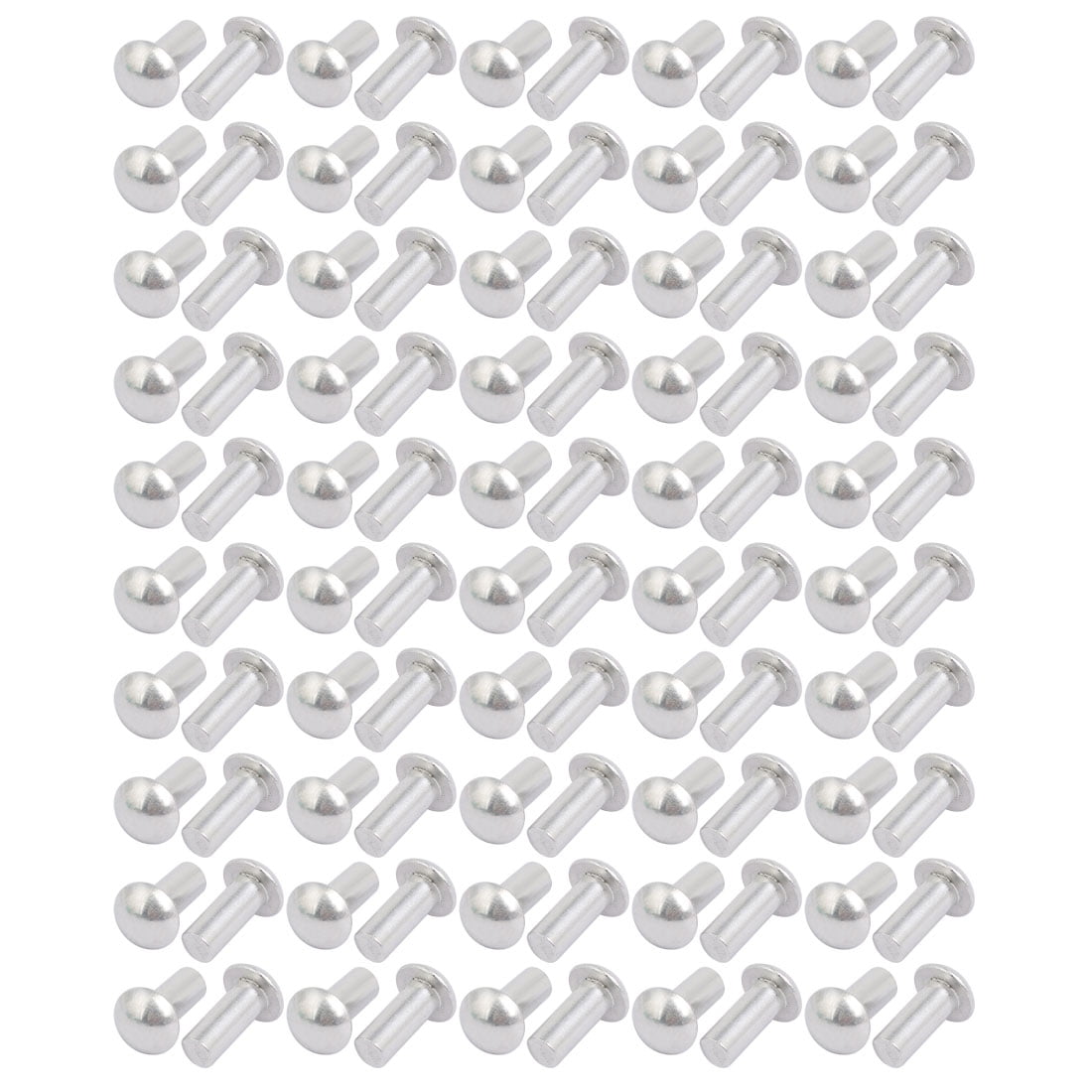 Uxcell M5x12mm Aluminum Half Round Head Solid Rivet Fastener Silver