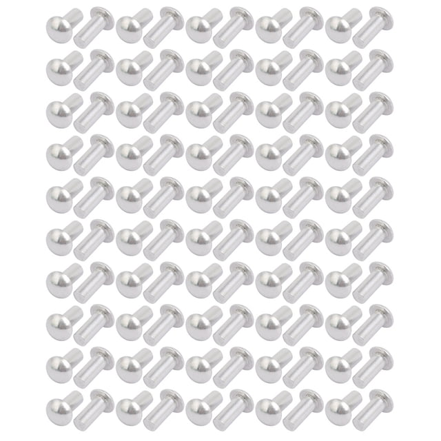 Unique Bargains 100 Pcs M5 x 12mm Aluminium Demi-Tête Ronde Rivet Solide Ton Argenté