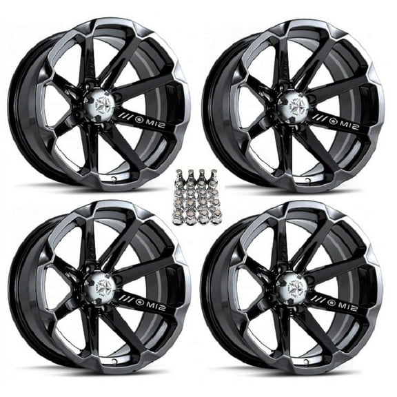 MSA M12 Diesel ATV Wheels/Rims Black 14" Honda Rincon Yamaha Rhino Kawasaki Brute Force Suzuki KingQuad