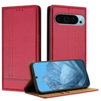 Allytechgroup Google Pixel 9 Pro XL Case Wallet, Business Type Case Premium PU Leather Retro Flip Kickstand Cards Slots Shockproof Phone Case for Google Pixel 9 Pro XL, Red