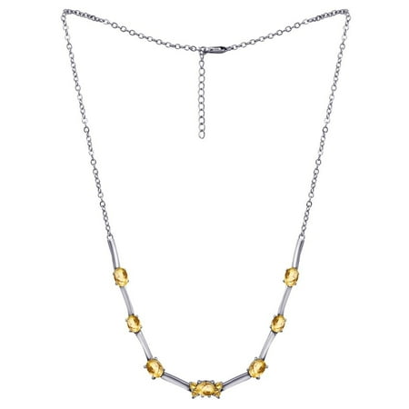 - 7.7 Carat Citrine Oval Cut & Round Cut November Birthstone Link Necklace 925 Sterling Silver Necklace for Women by Orchid Jewelry