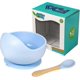 thumbnail image 1 of Juego de tazón y cuchara para alimentación de bebé, tazón de silicona con ventosa y cuchara de madera, base de succión de silicona antideslizante, kit de primera alimentación para bebé, 1 of 5