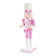 thumbnail image 4 of Cascanueces de Navidad, soldado, de madera, de escritorio, color rosa, 15 pulgadas Tambor, 4 of 9