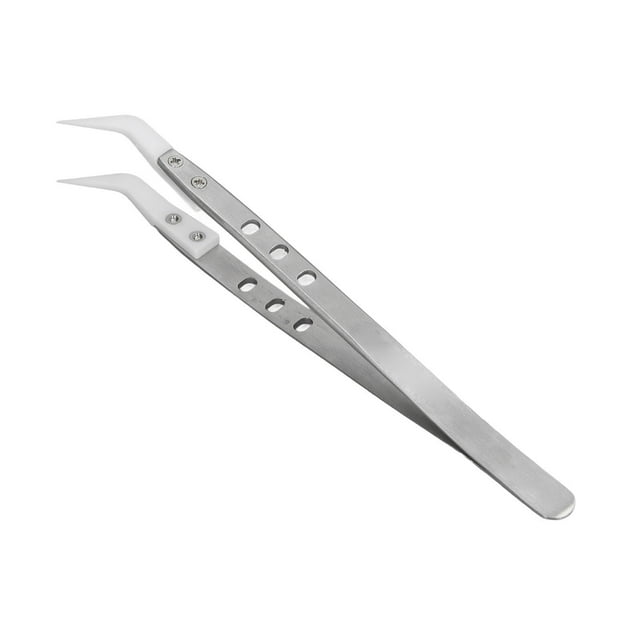 Curved Tweezers, Practical Wire Angled Tweezers Convenient Corrosion Resisting Anti Magnetic For Maintenance
