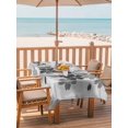 thumbnail image 2 of Outdoor Tablecloth with Umbrella Hole for Patio/Picnic/Party/Camping, Grey Floral Waterproof Table Cloth Rectangle Table Cover Washable, Modern Abstract Art Flowers Aesthetic (60"x 84"), 2 of 9