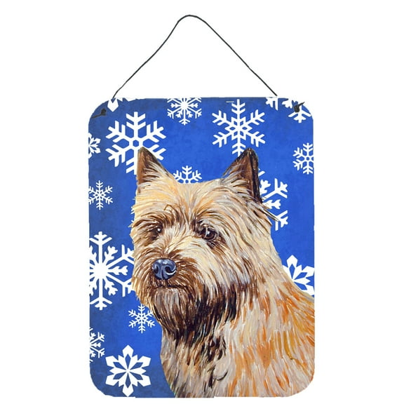 Carolines Treasures LH9275DS1216 Cairn Terrier Winter Snowflakes Holiday Wall or Door Hanging Prints 12WX16H multicolor